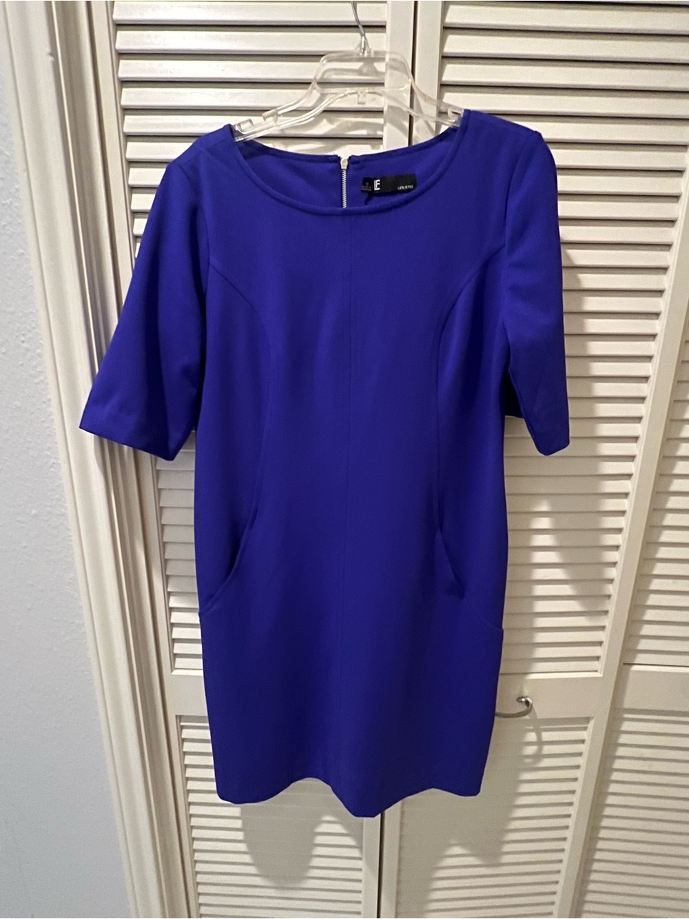 Leslie Fay Purple Sheath Dress 3/4 Sleeves Size 12